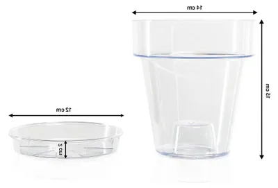 Produktbild von 2 Orchideentopf transparent aus Kunststoff mit Abflusslöchern und 2 Untertassen (2, Ø 14 cm)