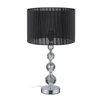 Zdjęcie produktu dla Lampa stołowa Relaxdays, lampa nocna w stylu kryształowym, wys. x gł. 54 x 29,5 cm, oprawka E27, lampa stołowa z kloszem, czarna