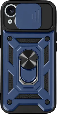 Image de Mayaxess, coque de protection pour Apple iPhone 15 avec anneau de fixation et cache pour l'appareil photo, bleu nuit