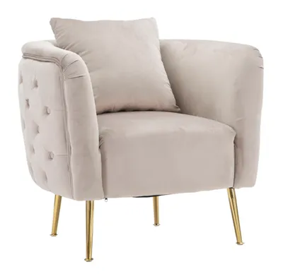 Produktbild von Grauer Stoffsessel mit goldenen Beinen, 76x74x71 cm