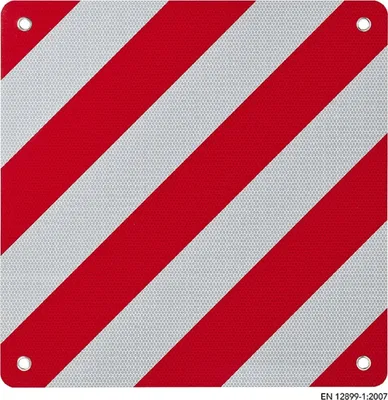 Produktbild von Alu Warntafel 50x50 cm für Italien zugelassen CE25 EN 12899-1 für Fahrradträger Wohnmobil entspricht EN 12899-1:2007