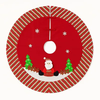 Runder Weihnachtsbaum-Teppich, 90 cm, rot, Polyester