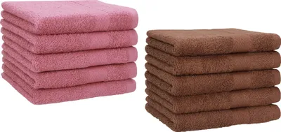 Produktbild von Betz 10 Stück Gästetücher 30x50 cm PREMIUM 100% Baumwolle Set Farbe: altrosa und nussbraun