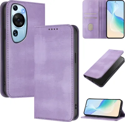Immagine prodotto di Custodia per Huawei P60 Art, custodia in pelle vintage con protezione RFID, slot per schede, supporto Viola