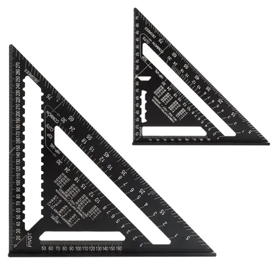 Zdjęcie produktu dla Zestaw kątowników metalowych - 300 mm / 180 mm - aluminium - kątomierz trójkątny - precyzyjny - podziałka