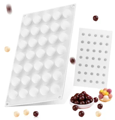 Obrázok produktu pre Silikónová forma na pralinky, guľatá, s 35 otvormi, priemer 2 cm, vhodná na čokoládu a dezerty