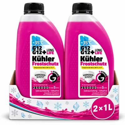 Produktbild von 2x1L Kühlmittel G12 G12+ 2L Kühlerfrostschutz bis -35°C Longlife 5 Jahre gebrauchsfertig VW TL 774-F, KI-generiertes Bild