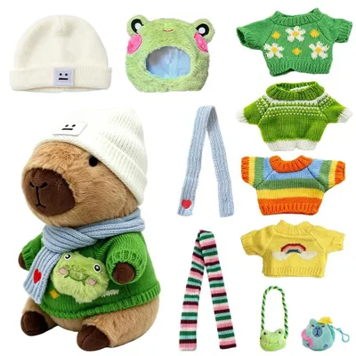 Image de Peluche capybara avec vêtements et accessoires, 27 cm