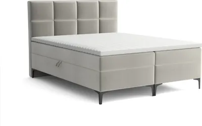 Produktbild von Emoebel24 Boxspringbett mit Topper und 2 Bettkasten 160x200 cm Memory Hellgrau