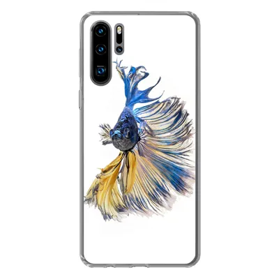 Produktbild von MuchoWow® Handyhülle Schutzhülle Hülle für Huawei P30 Pro Fisch - Schwanz - Blau Silikon Softcase Handy Hülle - Schutzdeckel
