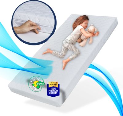 Kindermatratze SMART Babymatratze mit abnehmbarem Bezug, waschbar bei 60°C für Babybett oder Gitterbett eco5 90x200 cm