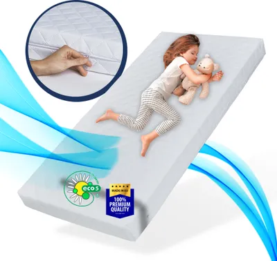 Produktbild von Kindermatratze SMART Babymatratze mit abnehmbarem Bezug, waschbar bei 60°C für Babybett oder Gitterbett eco5 80x160 cm