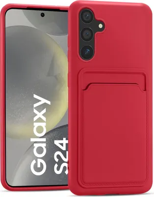 Produktbild von Conie Schutzhülle für Samsung Galaxy S24 mit Kartenfach Tasche Case Cover Bumper Silikon Hülle in Rot
