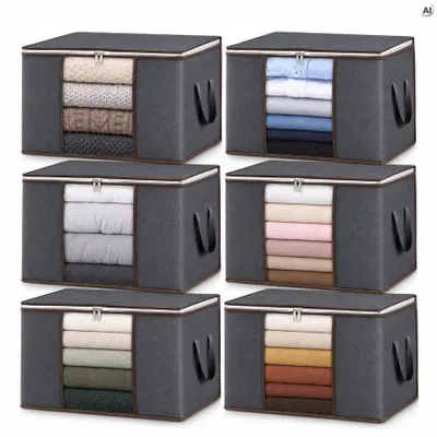 Aufbewahrungstaschen 6er Set - faltbare Kleiderboxen mit Sichtfenster für Kleidung