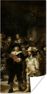 Produktbild von MuchoWow® Poster Nachtwache - Rembrandt van Rijn - Kunst 60x120 cm - Wandschmuck