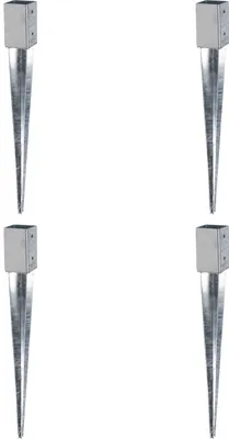 Obrázek produktu pro Alberts 4 x Einschlag-Bodenhülse für Vierkantholzpfosten, 46 x 46 mm, Länge 550 mm, feuerverzinkt, zum Einbetonieren