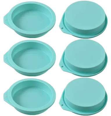Imagen del producto de Moldes de silicona redondos, juego de 6 unidades, con un diámetro de 10 cm, para pasteles y muffins