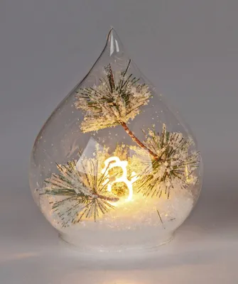 Produktbild von formano LED Weihnachtsdeko aus Glas, Schneemann-Tropfen mit Timer, 16 cm
