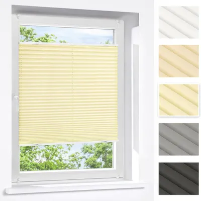 Produktbild von Praktica Plissee, Polyester, 80 x 150 cm, creme blickdicht & lichtdurchlässig, Klemmfix mit Aluschiene, Sichtschutz Fenster & Tür Victoria M.