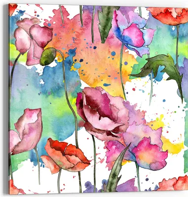 Produktbild von DEQORI Glasbild Echtglas 50x50 cm 'Aquarell-Farbrausch' Wandbild Bild modern Deko