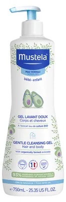 Immagine prodotto di Mustela Detergente Delicato, Corpo e Capelli, per Neonati, Bambini, Adatto a tutta la Famiglia -  Deterge Delicatamente e Non Brucia agli Occhi, 93% Ingredienti di Origine Naturale (750ml)