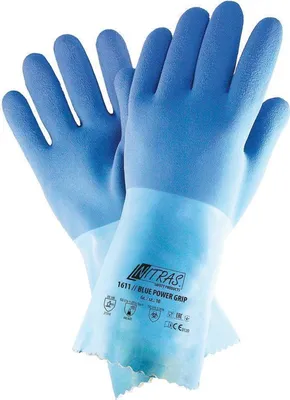Produktbild von Nitras BLUE POWER GRIP Chemikalienhandschuhe | 12 Paar Latexhandschuhe | Gr. 11