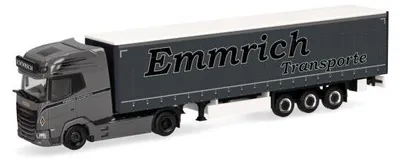 Produktbild von Herpa 320474 - 1:87 DAF XG+ Gardinenplanen-Sattelzug "Emmrich Transporte" - Neu