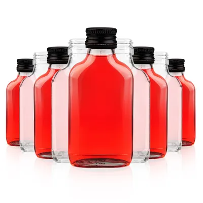 Zdjęcie produktu dla SuperButelki - 50x Butelka szklana PIERSIÓWKA 100 ml, z zakrętką, buteleczka na nalewki, bimber, mała flaszka 0,1l, mini butelki, zestaw butelek