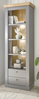 Produktbild von Regalschrank "Rideau" in grau und Eiche Landhaus Regal 71 x 201 cm