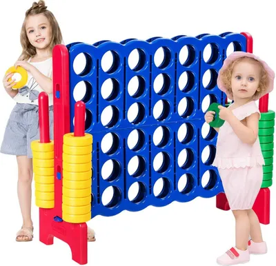 Produktbild von GOPLUS 4 Gewinnt Strategiespiel, aus PE & PP, für 2 Spieler, 4 Gewinnt Rasterwand, mit 42 Schachfiguren, 4 In Einer Reihe, für Kinder & Erwachsene (Rot)