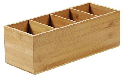 Immagine prodotto di Contenitore portaposate a 4 scomparti, realizzato in bambù , dimensioni 350 x 120 x 140 mm