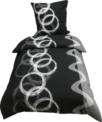 Produktbild von 2 teilige Bettwäsche 135x200cm Kreise grau schwarz Baumwolle Renforce