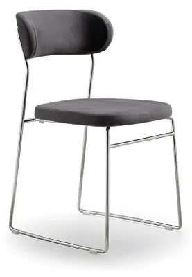 Immagine prodotto di Sedia imbottita grigia Sedie da pranzo eleganti Struttura in metallo di design