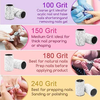 Feine 180 Grit Nagelschleifbänder - Professionelles Schleifband-Set für Maniküre & Pediküre - 100 Stück