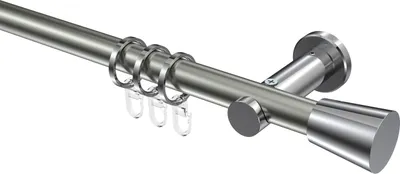Produktbild von Interdeco Gardinenstange / Vorhangstange Edelstahl-Optik / Chrom, Typ Platon Sitra (Konus), 20 mm Ø 1-läufig, 240 cm