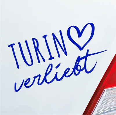 Produktbild von Auto Aufkleber Turin verliebt Herz Stadt Heimat Liebe Car 19x10 cm Dunkelblau Sticker Heckscheibenaufkleber