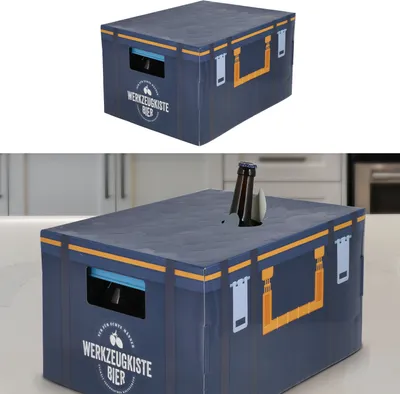 Produktbild von Bierkasten Geschenkverpackung Werkzeugkiste für Standard-Bierkasten 40x30x23cm Papier 350gsm Aufsatz Verpackung