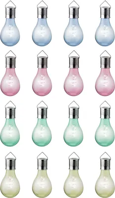 Immagine prodotto di Lampade da giardino solari LED Lampadine in plastica 8x14 cm colorate Set da 16 pezzi