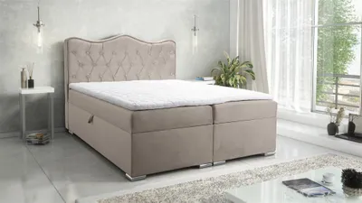 Produktbild von Boxspringbett Schlafzimmerbett SULTAN New in Stoff Velvet X Cappuccino 220x200cm