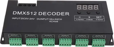 Image de décodeur 24 canaux Affichage numérique RGBW DMX512 Contrôleur de gradation LED pour scène Bar DC5V?24V