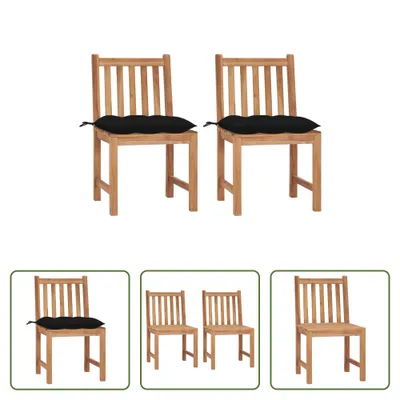 Produktbild von The Living Store Gartenstühle 2 Stk. mit Kissen Massivholz Teak