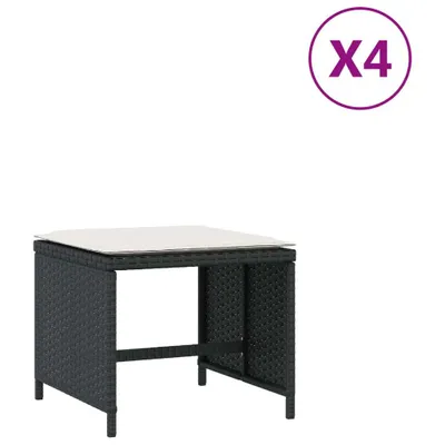 Obrázek produktu pro vidaXL Zahradní stolička s polštáři 4 ks černá 41x41x36 cm polyratan