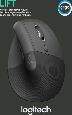 Zdjęcie produktu dla Logitech Lift, prawa, wersja pionowa, bezprzewodowa RF + Bluetooth, 4000 DPI, grafitowa