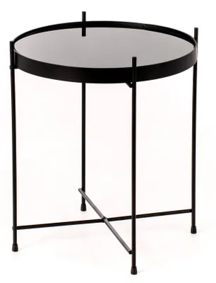 Immagine prodotto di Tavolino da Giardino Ø38x43 cm in Metallo Top in Vetro Nero