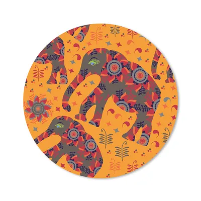 Produktbild von MuchoWow® Mauspad Mousepad Elefant - Ornament - Blumen - Muster 20x20 cm - Mousepads - Maus Mat - Pad - Mausunterlage - Schreibtischmatte