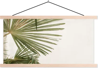 Produktbild von MuchoWow® Textilposter Sommer - Blatt - Grün 120x60 cm mit holzfarbenen Rahmen - Klemmleiste