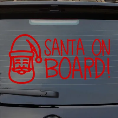 Produktbild von Heckscheibenaufkleber Santa on Board Weihnachten Christmas 55x27 cm Rot Auto Aufkleber Sticker