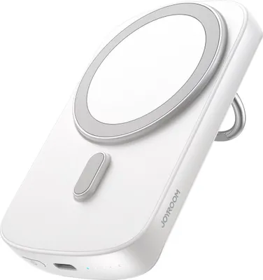 Zdjęcie produktu dla Joyroom indukcyjny powerbank 6000mAh z podstawką pierścieniową do 20W wbudowane super mocne magnesy Biały (JR-W030)