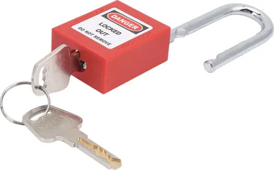 Obrázek produktu pro 38MM Lockout Tagout Lock Protiskluzový ocelový paprsek Izolační design Odolný proti korozi Visací zámek se 2 klíči