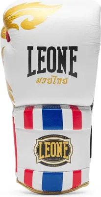 Zdjęcie produktu dla Leone1947 Rękawice bokserskie ze sztucznej skóry w stylu tajskim, białe, 12 uncji